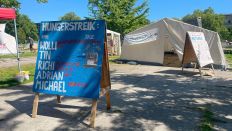 Camp der Hungerstreikenden im Berliner Invalidenpark (Quelle: rbb)