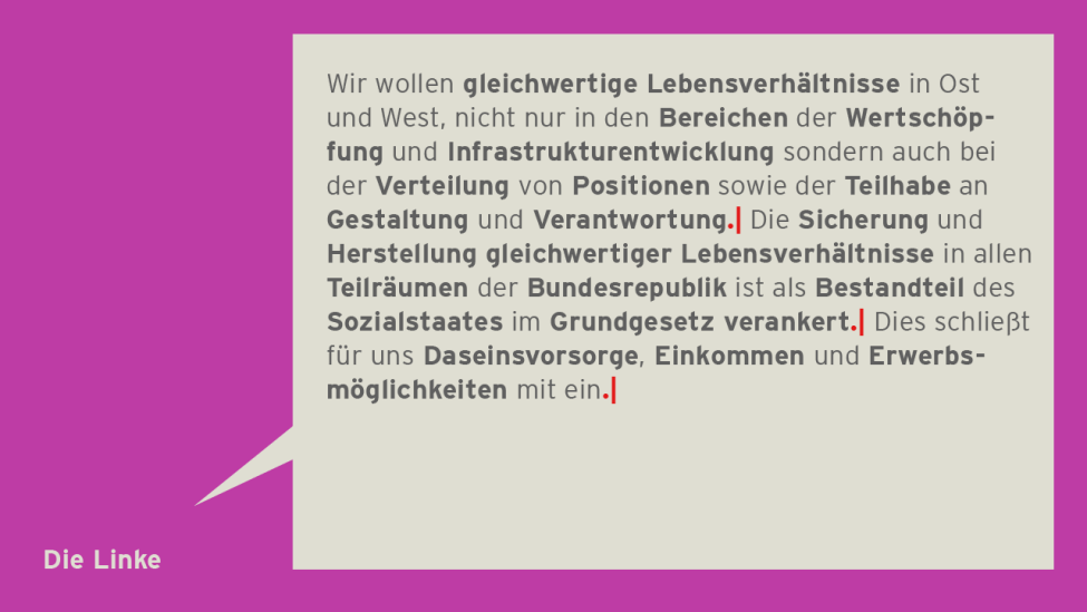 Visualisierung: Textanalyse Die Linke. (Quelle: rbb|24)