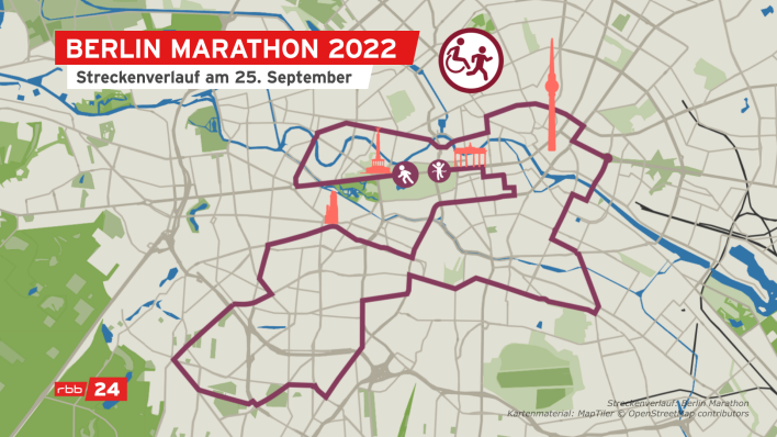 Die Marathon-Strecke der Läufer und Rollstuhlfahrer (rbb)