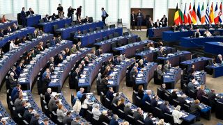 Das versammelte EU-Parlament bei der Wahl eines neuen Vizepräsident des EU-Parlaments. Straßburg, 18.01.2023. (Quelle: Panama Pictures/Dwi Anoraganingrum)