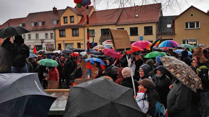 Demonstration gegen rechts am 03.02.2024 in Gransee, Brandenburg. (Quelle: privat)