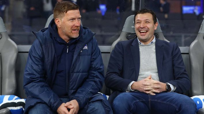 Andreas "Zecke" Neuendorf (li.) und Benjamin Weber von Hertha BSC (Quelle: IMAGO / Jan Huebner)