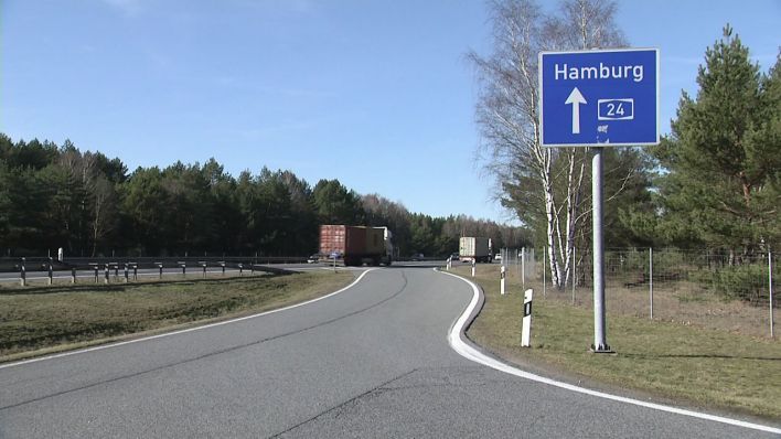 Zufahrt zur A24 in Richtung Hamburg. Bild: rbb