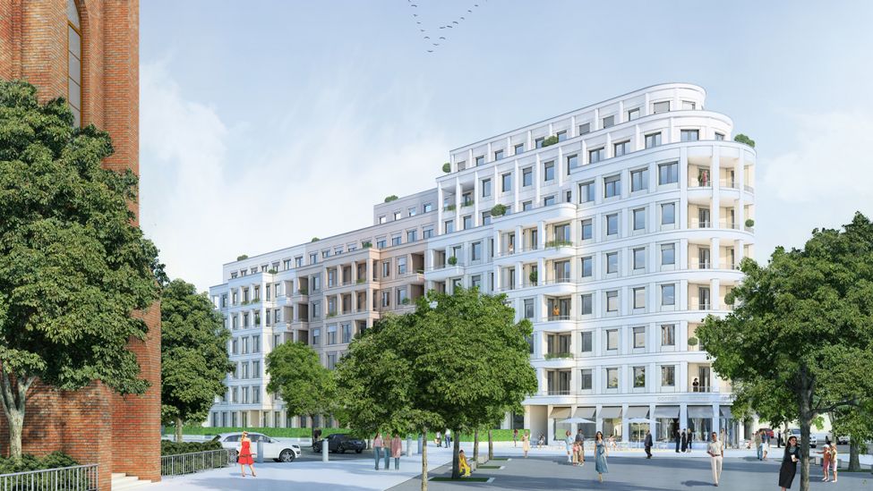 Visualisierung des Wohnungsbauprojekts "Carré Voltaire" des Entwicklers Diamona & Harnisch an der Kurfürstenstraße in Berlin-Tiergarten (Quelle: Diamona & Harnisch).