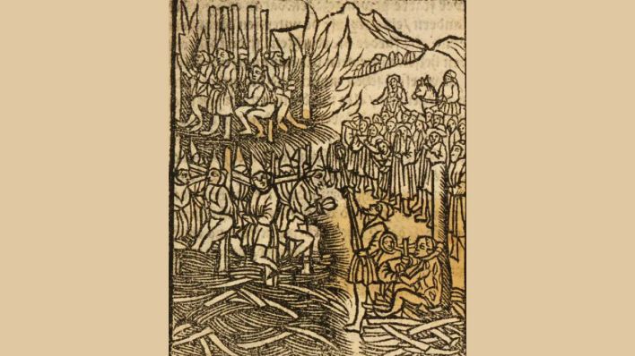 Verbrennung der Berliner Juden im Jahr 1510 (Quelle: Summarius, 1511, Stadtgeschichtliches Museum Spandau)