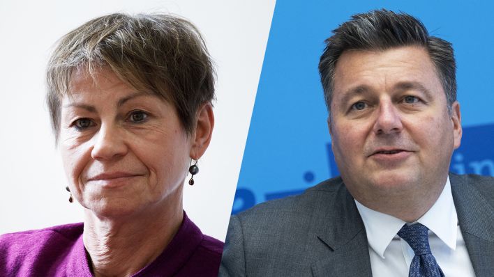 Kollage: Elke Breitenbach (Die Linke) und Andreas Geisel (SPD). (Quelle: dpa/ Koall/ Zinken)