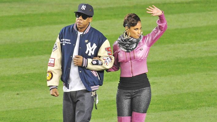 jay Z und Alicia Keys bei einem Auftritt in New York (Quelle: imago/ PicturePerfect)