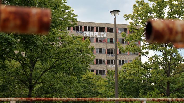Ein verfallener Plattenbau im Südwesten von Eisenhüttenstadt (Quelle: rbb|24/Daniel Tautz)