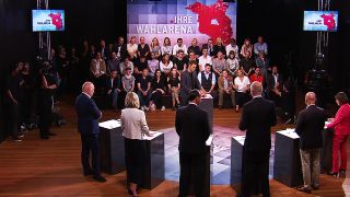 Die rbb-Wahlarena mit den Spitzenkandidaten der Parteien am 20.08.2019 (Quelle:rbb)