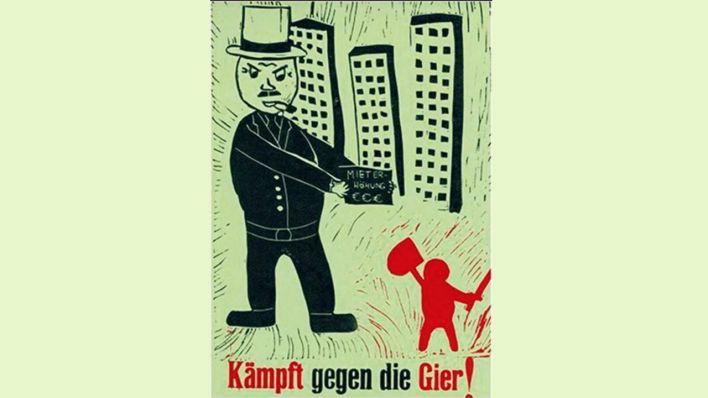 Protestplakat "Mieterhöhung" (Quelle: FHXB Museum)