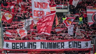 Banner der Union-Fans beim Spiel in Mainz (Quelle: imago images/Kessler-Sportfotografie)