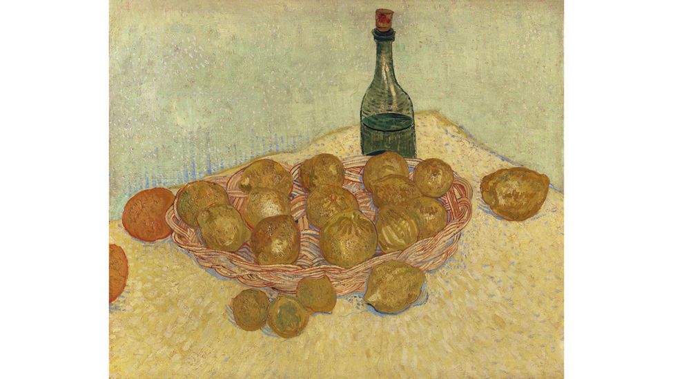 Vincent van Gogh (1853-1890), Korb mit Zitronen und Flasche, 1888, Öl auf Leinwand, 53,9 x 64,3 cm, Kröller-Müller Museum, Otterlo, Niederlande (Quelle: Kröller-Müller Museum, Otterlo, Niederlande)