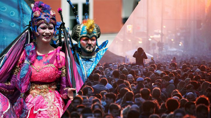 Collage: Karneval der Kulturen/Myfest in Kreuzberg (Quelle: dpa)