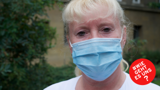 Krankenschwester Manuela Badura mit Mundschutz (Quelle: rbb/Oliver Noffke)