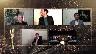 Corinna Zink, Jonathan Schorr, Dominik Leube, Oscar Stiebitz, Gregor Bonse erhalten den Preis für die beste Tongestaltung im Film "Systemsprenger" (Bild: rbb)