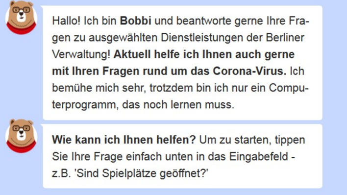 Screenshot Chatbot Bobbi (Quelle: Screenshot berlin.de)