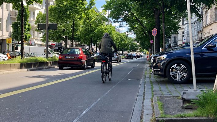 Ein Pop-Up Radweg in Berlin (Quelle: rbb/Fabian Stratmann)