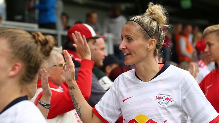 Anja Mittag im Trikot von RB Leipzig. Quelle: imago images/Hartenfelser