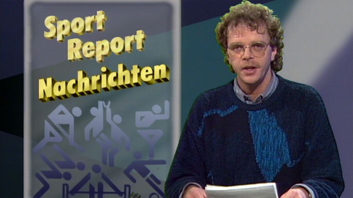 Andreas Witte als Moderator der Sportnachrichten im SFB, 1988. Bild: rbb Archiv