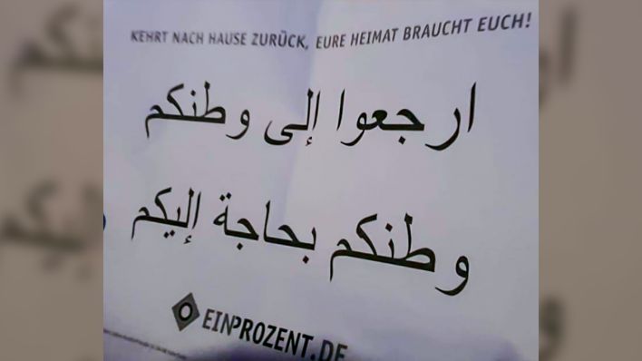 Ein in Rheinsberg verteilter Flyer der rechtsextremen Gruppe EinProzent (Bild: Privat)