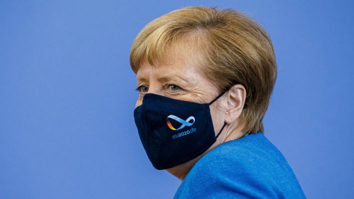 Angela Merkel am 28.8.2020 (Bild: imago images/Thomas Trutschel)