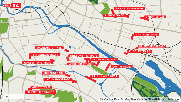 Friedrichshain-Kreuzberg sperrt 18 Straßen fürs Spielen (Quelle: mappa.pro)