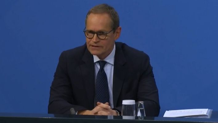 Berlins Regierender Bürgermeister Michael Müller bei der Pressekonferenz am 10.02.2021. (Bild: Bundesregierung)
