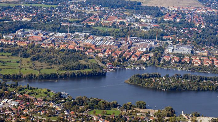 Luftaufnahme der Stadt Wildau im Landkreis Dahme-Spreewald am 15.09.2020. (Quelle: dpa/Soeren Stache)