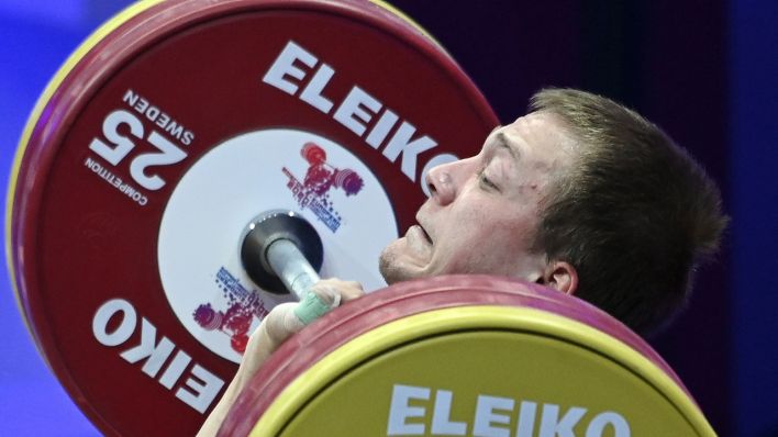 Europameisterschaft, Stoßen bis 61 kg, Männer. Jon Luke Mau aus Deutschland am 04.04.2021. (Quelle: dpa/Grigory Sysoev)