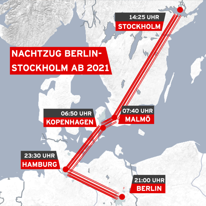 Nachtzugstrecke Berlin-Stockholm (Quelle: rbb/mappa)
