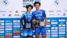 Sandrine Tas und Bart Swings bei der Siegerehrung des BMW Berlin Marathon Inlineskating 2021 am 25.09.2021. (Quelle: imago images/Jean MW)