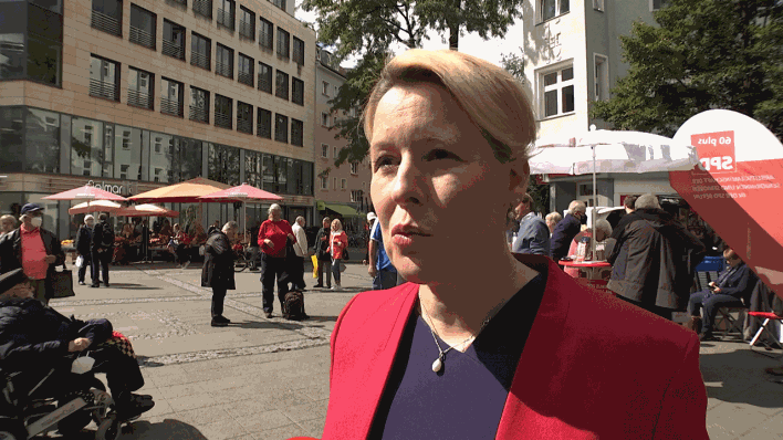 Franziska Giffey, SPD-Spitzenkandidatin für die Wahl zum Berliner Abgeordnetenhaus am 26. September 2021 (Bild: rbb).