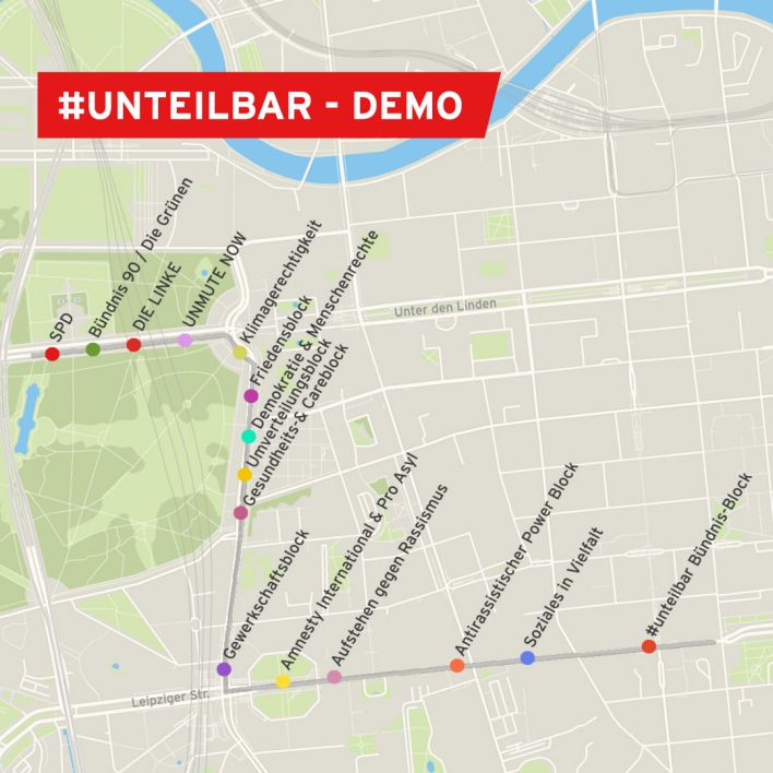 Grafik: Route der #Unteilbar-Demo am 04. September in Berlin. (Quelle: rbb24)