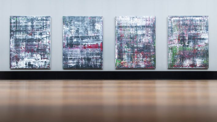 Reflexionen über Malerei. Gerhard Richters „Birkenau“-Zyklus (2014) in der Alten Nationalgalerie (SPK / photothek.net / Xander Heinl/ © Gerhard Richter 2021)