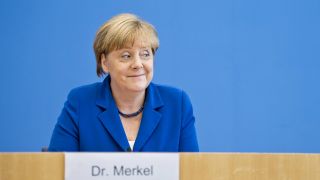 Bundeskanzlerin Angela Merkel (CDU) wärhrend ihres Auftritts bei ihrer jaehrlichen Sommerpressekonferenz in der Bundespressekonferenz (Quelle: imago images/Michael Gottschalk)