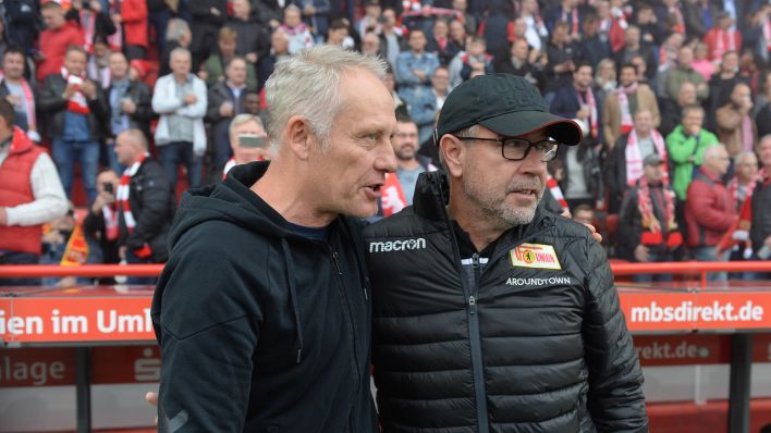 rainer Christian Streich (Freiburg), Trainer Urs Fischer (1. FC Union Berlin) am 19.10.2019. (Bild: IMAGO / Matthias Koch)