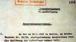 Auszug aus dem Besprechungsprotokoll der sogenannten Wannsee-Konferenz vom 20.01.1942. (Bild: Bild: picture alliance/dpa | Steffen Kugler)