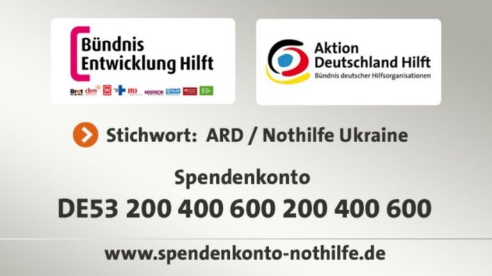 Tafel zur Spendenaktion von Bündnis Entwicklung hilft und Aktion Deutschland hilft (Bild: ARD)