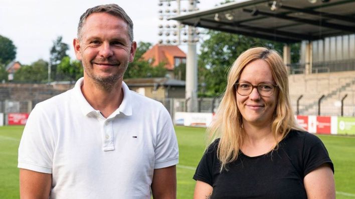Die Doppelspitze des SV Babelsberg 03: Björn Laars und Katharina Dahme