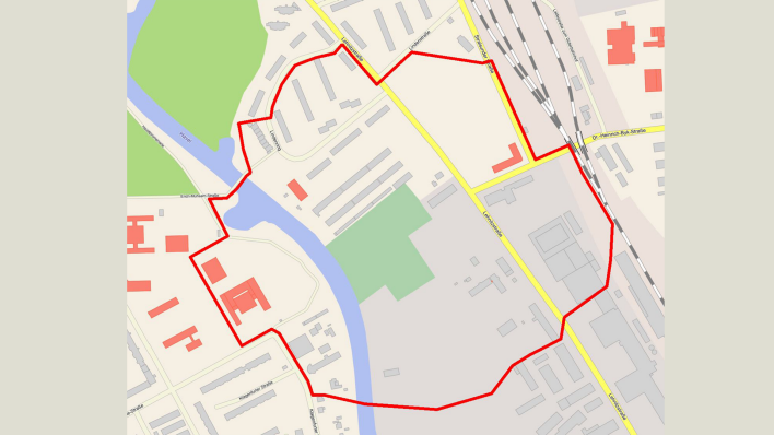 Sperrkreis für die Bombenentschärfung in der Oranienburger Lehnitzstraße am 27.04.2022. (Quelle: Stadt Oranienburg/Kerstin Klaus)