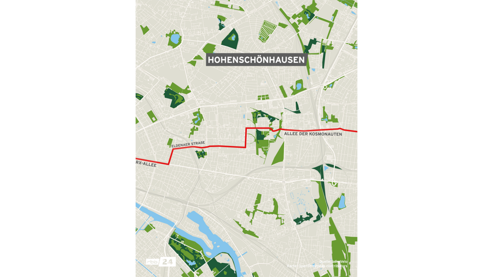 Der Radweg durch Berlin (Quelle: infraVelo/OpenStreetMap contributors)