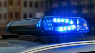 Symbolbild: Das Blaulicht auf einem Fahrzeug der Polizei leuchtet in der Dunkelheit. (Quelle: dpa/M. Skolimowska)