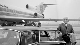 Albert Speer am 1. Oktober 1966 in Berlin Tempelhof (Quelle: AP/Edwin Reichert)