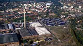 Archivbild: Eine Luftaufnahme des Technoparks in Hennigsdorf im Mai 2002 (Bild imago images/Günter Schneider)