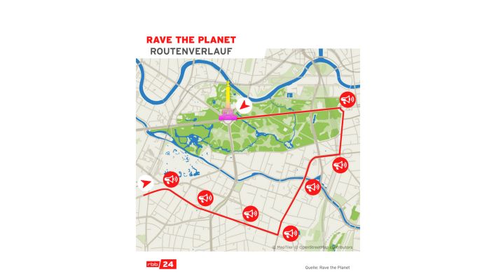 Routenverlauf von Rave the Planet in Berlin. (Quelle:rbb)