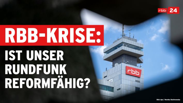 Das Logo des öffentlichen Senders Rundfunk Berlin-Brandenburg (RBB) ist an der Fassade am Sitz des Senders an der Masurenallee (Quelle: dpa/Monika Skolimowska)