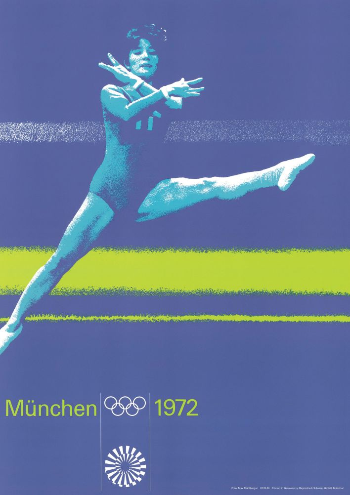 Otl Aicher, Plakat „Turnen“ Olympische Spiele München, 1972, Bröhan-Museum, Berlin © Florian Aicher, Rotis / HfG-Archiv, Museum Ulm