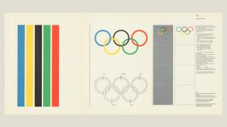 Otl Aicher, Richtlinien und Normen für die visuelle Gestaltung, IOC-Flagge, Entwurf Otl Aicher, 1972 © Florian Aicher, Rotis / HfG-Archiv, Museum Ulm