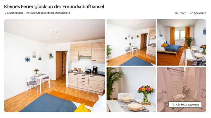Unterkunftsangebot in Potsdam (Quelle: airbnb.de)