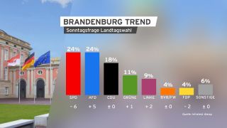 Grafik Brandenburg Trend Sonntagsfrage Landtagswahl.(Quelle:rbb/Infratest dimap)